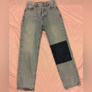 Pacsun straight leg high waisted jean with dark wash knee
